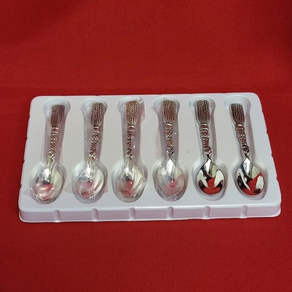 VTG Elegance Tassel Design Tea Spoon Set of 6 - Picture 6 of 10
